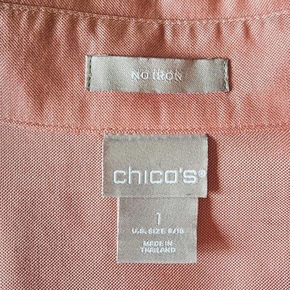 Chico's No Iron Button Down Long Sleeve Collar Pink Women's Size 1 (8/10) - Picture 4 of 6